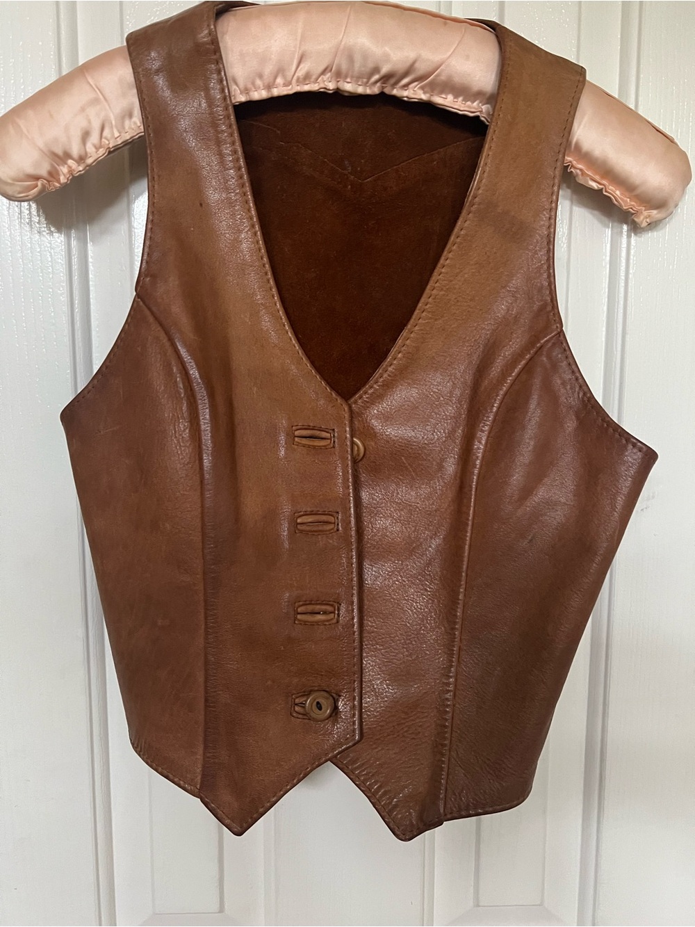 Vintage Brown Leather Button Front Vest